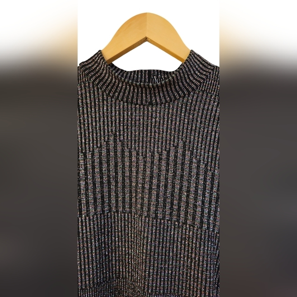 Ophelia Roe - NEW Women's Mock Neck Form- Fitted Midi Multicolor Shimmery Dress﻿ - Picture 5 of 7